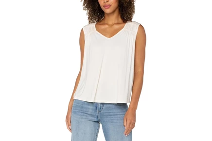 Женская футболка Liverpool Los Angeles Sleeveless Shirred Detail Knit Top