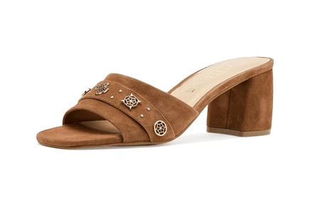 Женские босоножки Guess Gauri замшевые, коньячные
