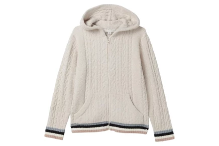 Свитер Barefoot Dreams Kids CozyChic Sporty Rib Cable Zip Hoodie(Little Kid/Big Kid)