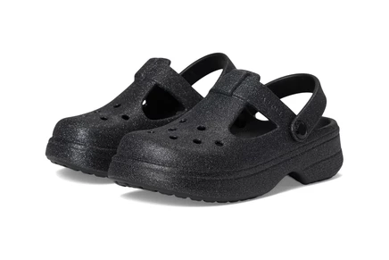 Детские сабо Crocs Classic Mary Jane, черные с блёстками