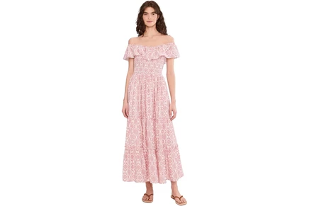 Платье Vince Camuto Off The Shoulder Ruffle Tier Dress With Smock