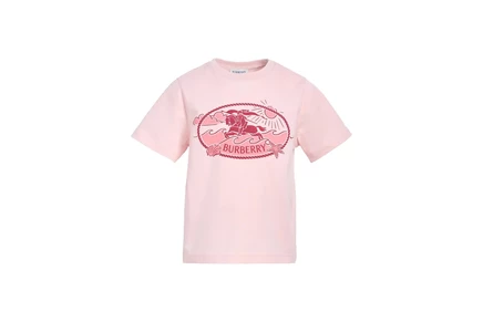 Детская футболка Burberry Kids Cedar Wave, светло-розовая