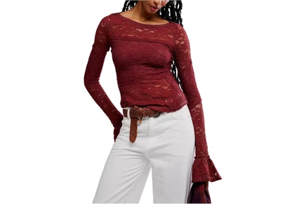 Free People Lace Layering Long Sleeve cabrenet