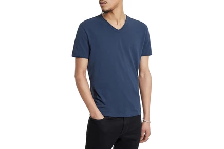 Футболка John Varvatos Short Sleeve Slub V-Neck with Cut Raw Edge K3595U1B