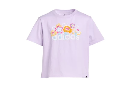 Футболка для больших детей adidas Kids с принтом, лавандовая