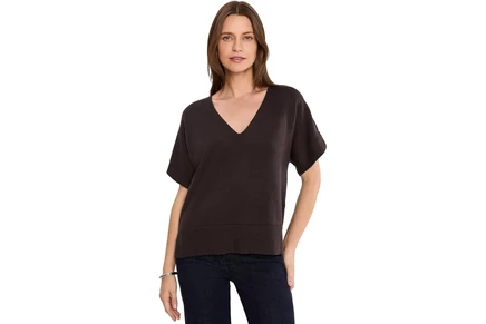 Свитер Liverpool Los Angeles Short Sleeve V-Neck Dolman Popover Sweater w/ Step Hem