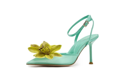 Jessica Simpson Vilyria 3D Floral Embellished High Heel summer seafoam