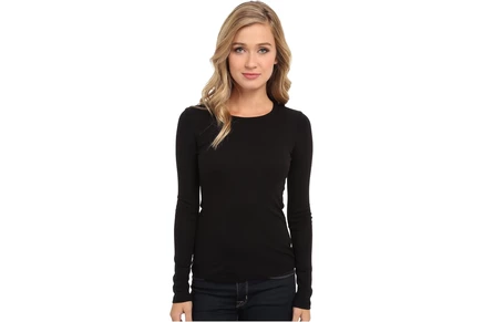 Splendid 1x1 Rib Classic Long Sleeve Crew Neck Tee black