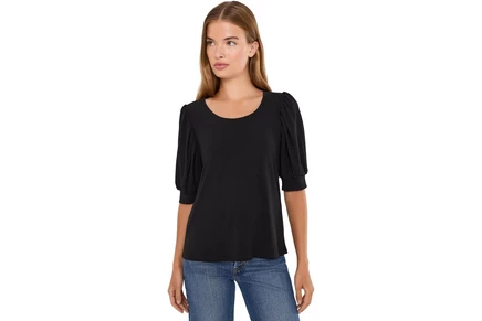 Топ CeCe Crew Neck Shirred Short Sleeve Top