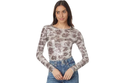 Free People Printed Gold Rush Long Sleeve alabaster combo