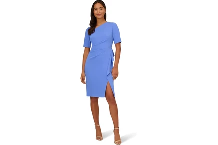 Платье Adrianna Papell Stretch Crepe Side Draped Sheath Dress with Asymmetrical Neckline