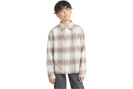 Детская рубашка abercrombie kids traditional flannel, светло-голубая