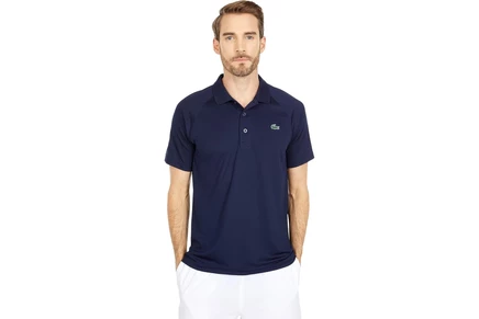 Мужская рубашка Lacoste Short Sleeve Sport Breathable Run-Resistant Interlock Polo Shirt navy blue
