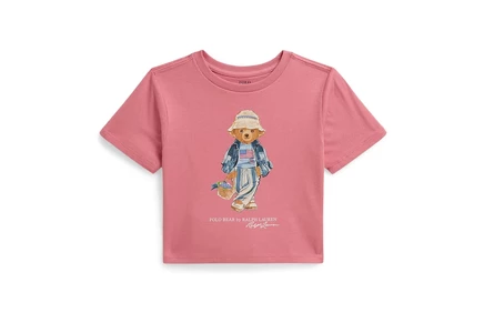 Детская футболка Polo Ralph Lauren Bear, пыльно-розовая