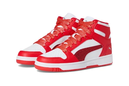 Детские кроссовки Puma Rebound Layup Mid, бело-красно-серебристые