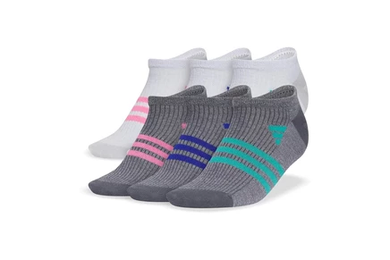 adidas Kids Superlite 3.0 6-Pack No Show Socks (Little Kid/Big Kid) white/clear onix grey/pink fusion