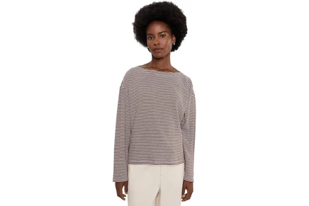 Женская футболка Eileen Fisher Striped Organic Cotton Slub Bateau Neck Top