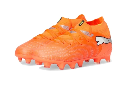 PUMA Kids Future 9 Pro Firm/Artificial Ground Soccer Cleats (Little Kid/Big Kid) glowing red/white/black/silver