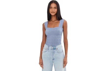 Женский укороченный топ Free People Love Letter из жаккарда, светло-голубой