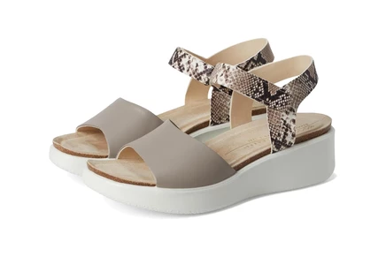 ECCO Flowt Wedge Cork Sandal moonrock/python