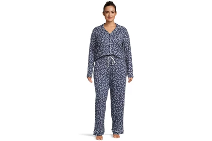 Пижама Karen Neuburger Plus Jolly & Bright Long Sleeve Notch Top & Long Pants Set