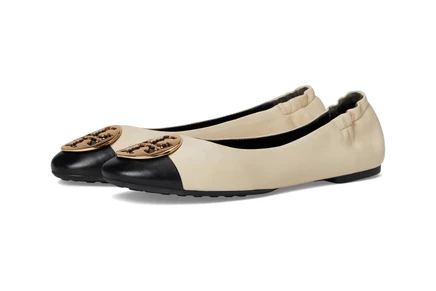 Женские балетки Tory Burch Claire, молочно-черно-золотые