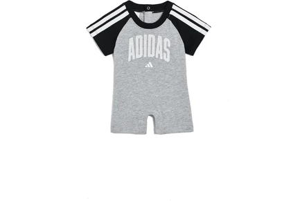adidas Kids 3-Stripes Raglan Heather Coverall (Infant) medium grey heather