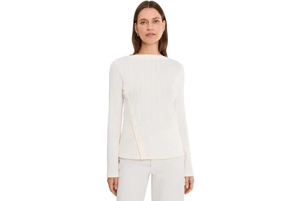 Топ Liverpool Los Angeles Long Sleeve Boatneck Knit Top w/ Asymmetrical Button Placket