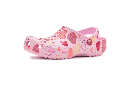 Детские кроксы crocs classic с принтом, розово-молочные