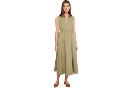 Платье Calvin Klein Sleeveless V-Neck Solid Cotton Midi