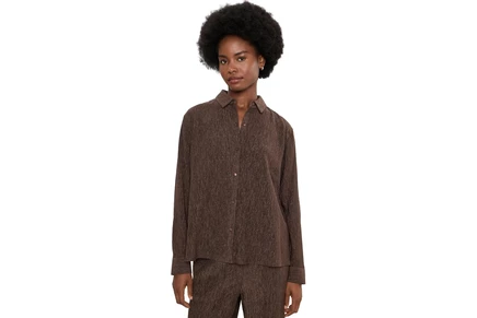 Женская футболка Eileen Fisher Woven Plisse Classic Collar Shirt