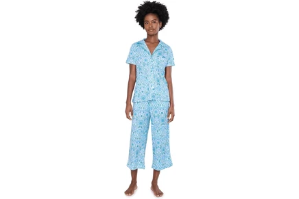 Пижама Karen Neuburger Short Sleeve Notch Top & Capri Pajama Set