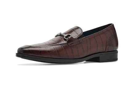 Johnston & Murphy Gibbons Bit Loafer mahogany croc embossed full grain