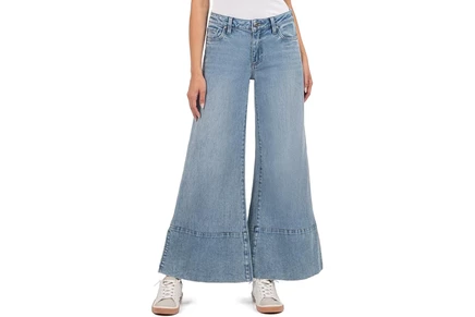 Брюки KUT from the Kloth Goldie Mid-Rise Super Flare-Wide Hem With Slit In Famous