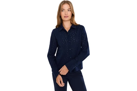 Топ NICZOE Petite Knit Eyelet Pop On Top