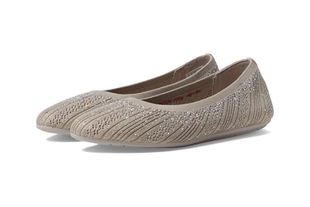 Женские балетки Skechers Cleo 2.0, тауп с блёстками