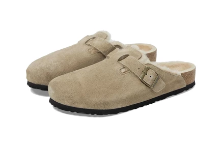 Унисекс сабо Birkenstock Boston Shearling замшевые, тауп