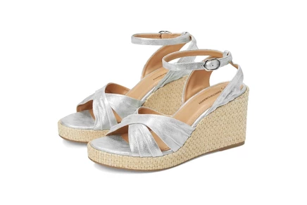 Johnston & Murphy Marcia Cross-Band Sandal silver metallic