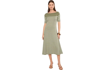 Платье Lauren Ralph Lauren Breton-Stripe Cotton Ribbed Midi Dress