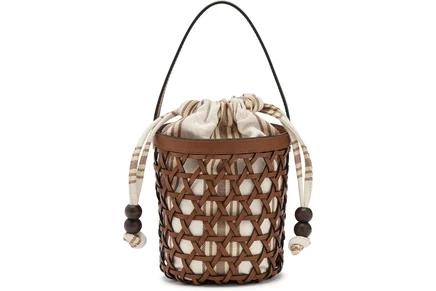 Loeffler Randall Laith Crochet Top Handle timber/butter/brown