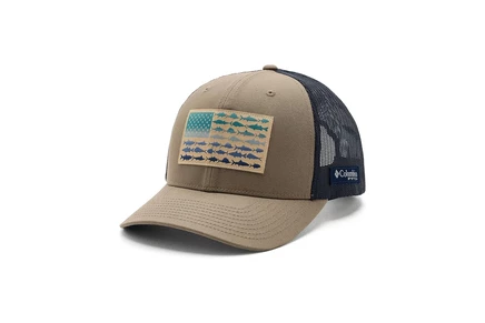 Кепка Columbia PFG Fish Flag, сетка, трюфельный/темно-синий