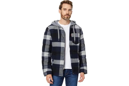 Мужская стеганая куртка Levi's в клетку, темно-синяя/белая