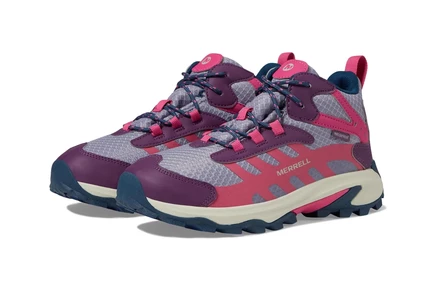 Мужские кроссовки Merrell Kids Moab Speed 2 Mid Waterproof (Little Kid/Big Kid) berry/navy