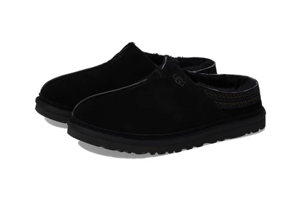 Мужские домашние тапочки Ugg Neuman из замши с подкладкой из овчины, черные