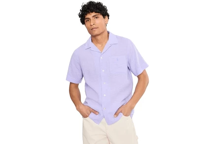 Polo Ralph Lauren Classic Fit Linen-Blend Seersucker Shirt powder purple