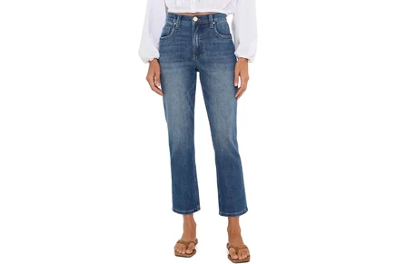 KUT from the Kloth Petite Blair High-Rise Fab AB New Straight Leg 5 Pockets in Razor razor