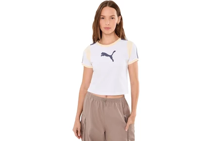 Женская укороченная футболка PUMA Graphic Ringer, белая