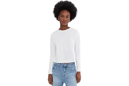 Женский укороченный лонгслив Lilla P Cropped Boyfriend, белый