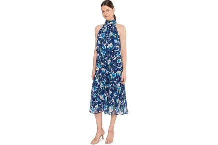 Платье Adrianna Papell Halter Chiffon Midi Dress