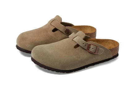 Клоги для мальчиков Birkenstock Kids Boston из замши, серо-коричневые